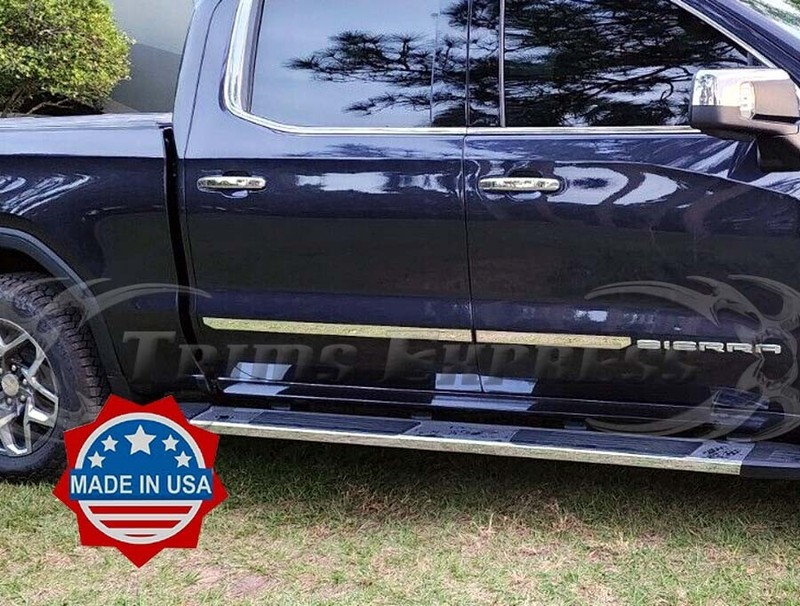 2019-2024 GMC Sierra Crew Cab Body Side Molding Stainless 1 1/2" 4Pc TAPERED gallery
