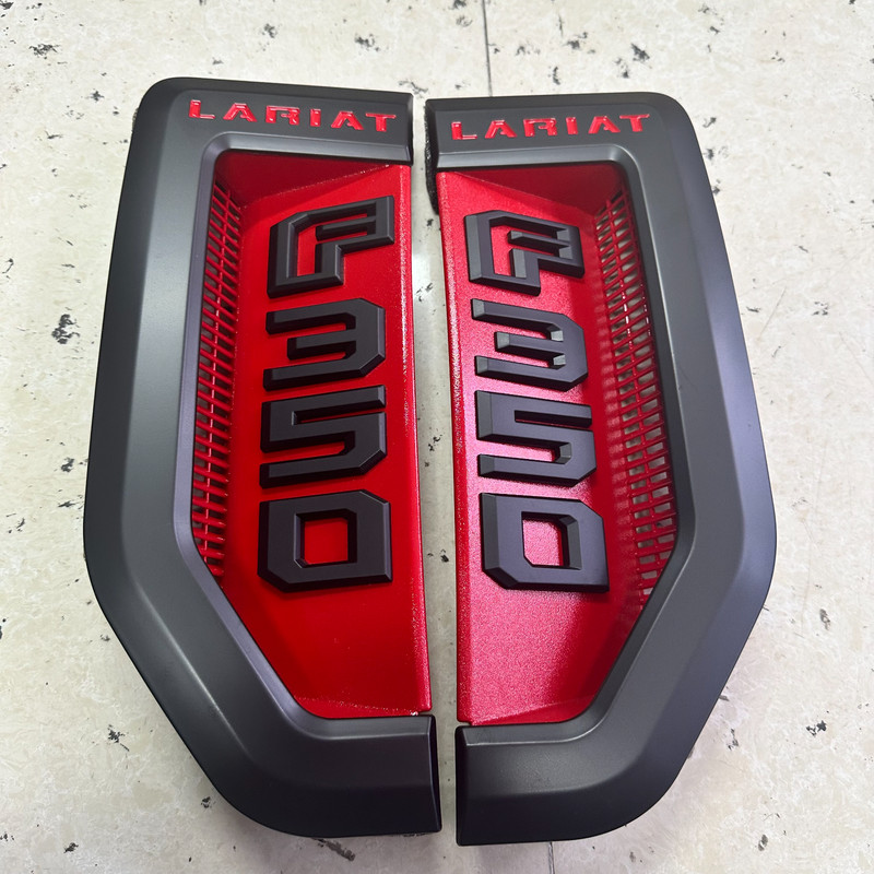 DRIVER &PASSANGER Side Emblems Red Black Badges For 2017-2022 F350Lariat gallery