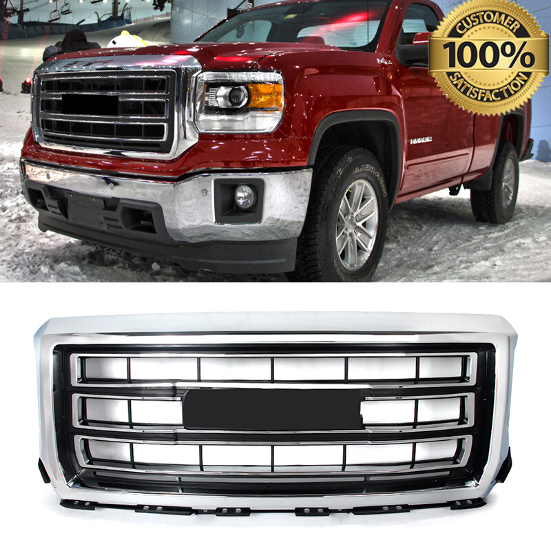 For 2014-2015 GMC Sierra 1500 SLT Style Front Bumper Grille Assembly Chrome New