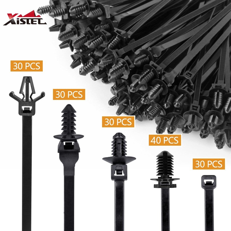 160Pcs Nylon Universal Cable Tie Buckle Zip Clips Automotive Black gallery