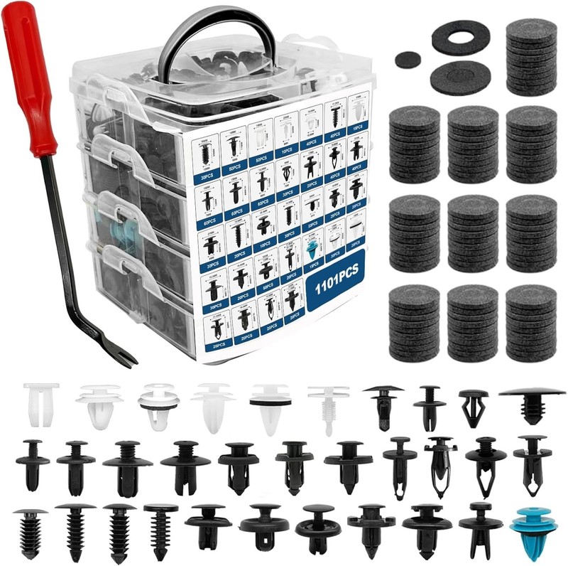 1101PCS Car Door Trim Clips Kit | 32 Sizes + Fastener Remover for Easy Repairs