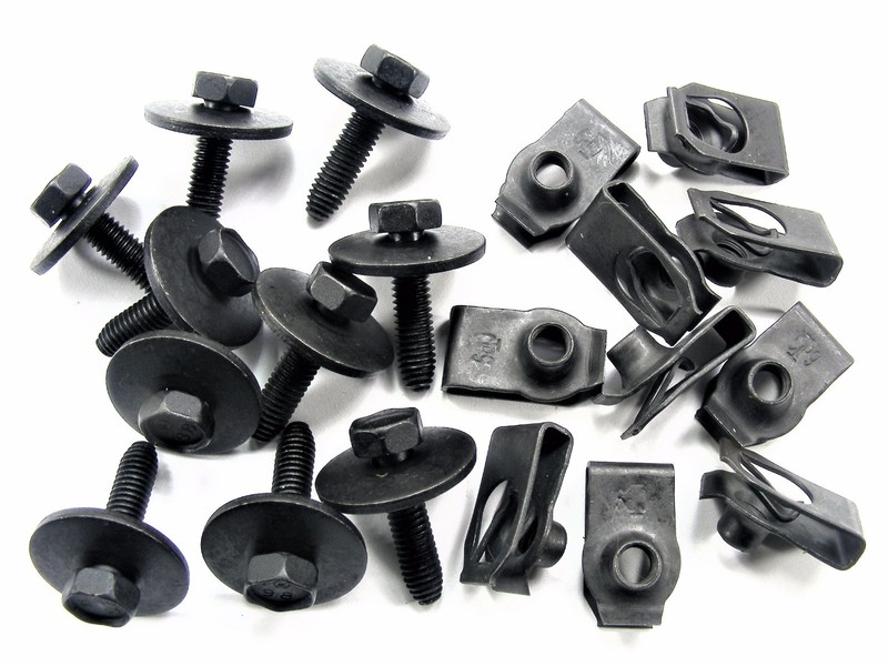 For Jeep Body Bolts & U-nut Clips- M6-1.0 x 25mm- 10mm Hex- 20pcs (10ea)- #146