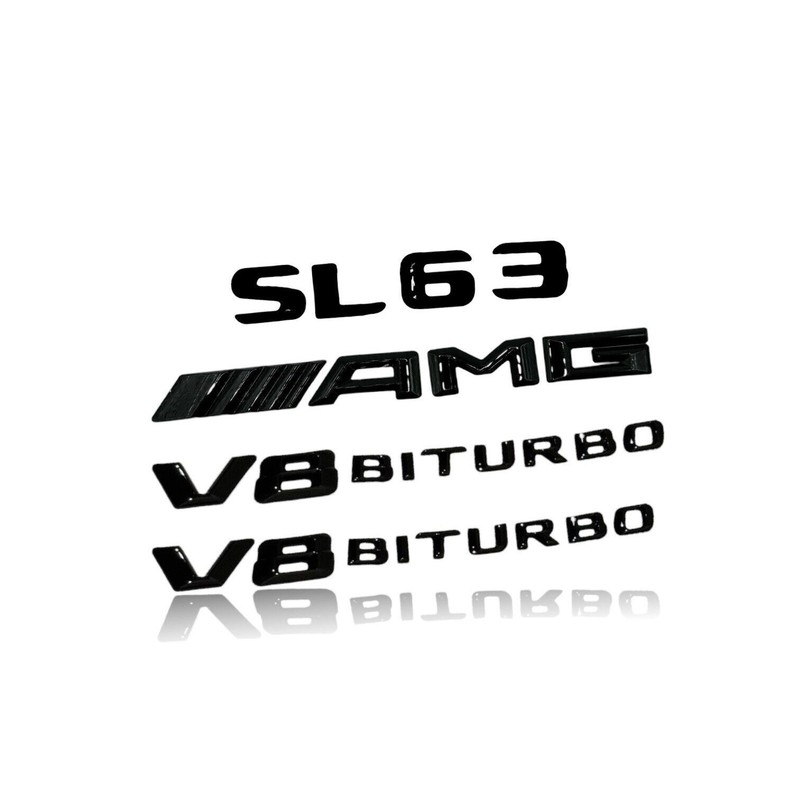 SL63 AMG V8 BITURBO Rear Emblem Gloss Black Letter Badge Set for Mercedes R231