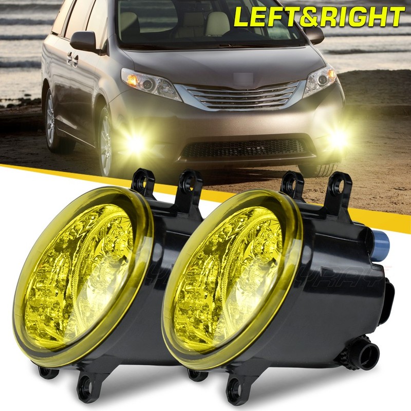 For 2011-2017 Toyota Sienna Pair Yellow Front Bumper Fog Light Lamp Assembly