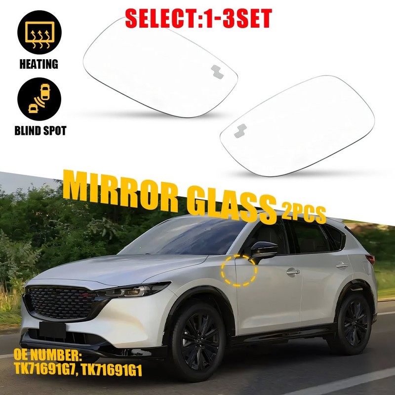 For Mazda CX-9 2016-23 Left Right Side Mirror Glass with Heated Backing US 2-6X