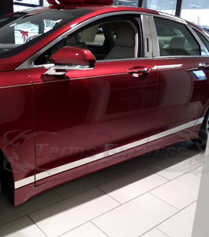 2013-2020 Lincoln MKZ Flat Rocker Panel Body Side Molding Stainless Trim 2 1/2" gallery