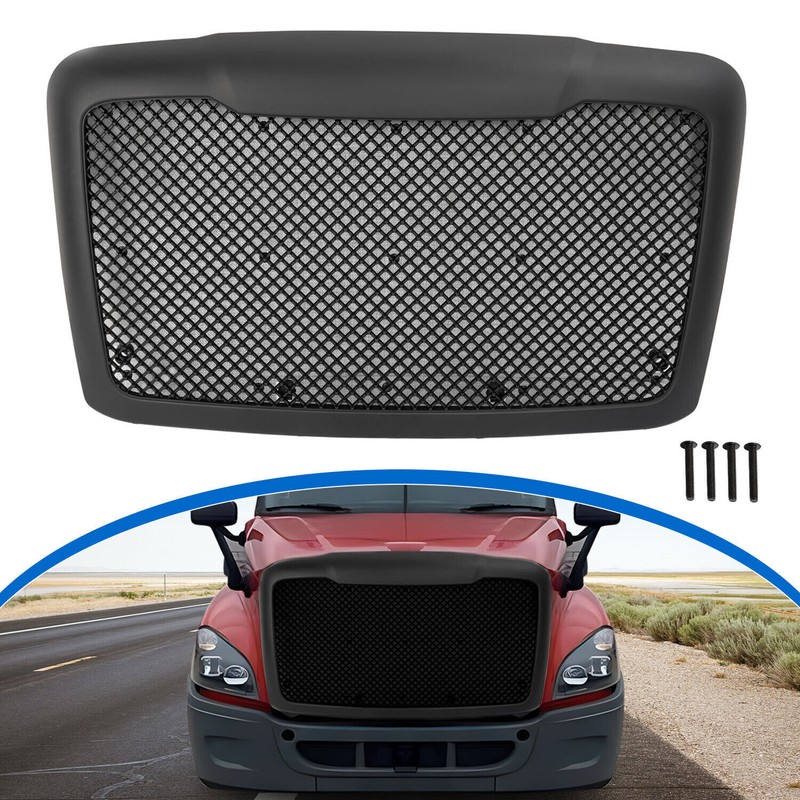 Painted Black Front Mesh Grille w/ BugScreen For Freightliner Cascadia 2008-17