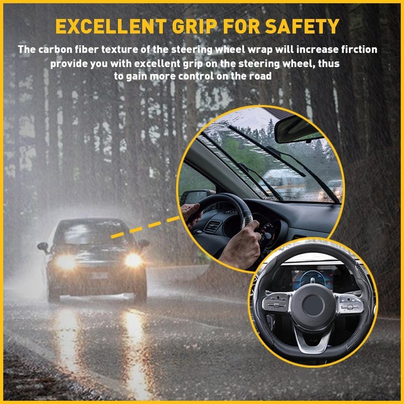 2x Carbon Fiber Universal Car Steering Wheel Booster Non-Slip Cover Accessories gallery