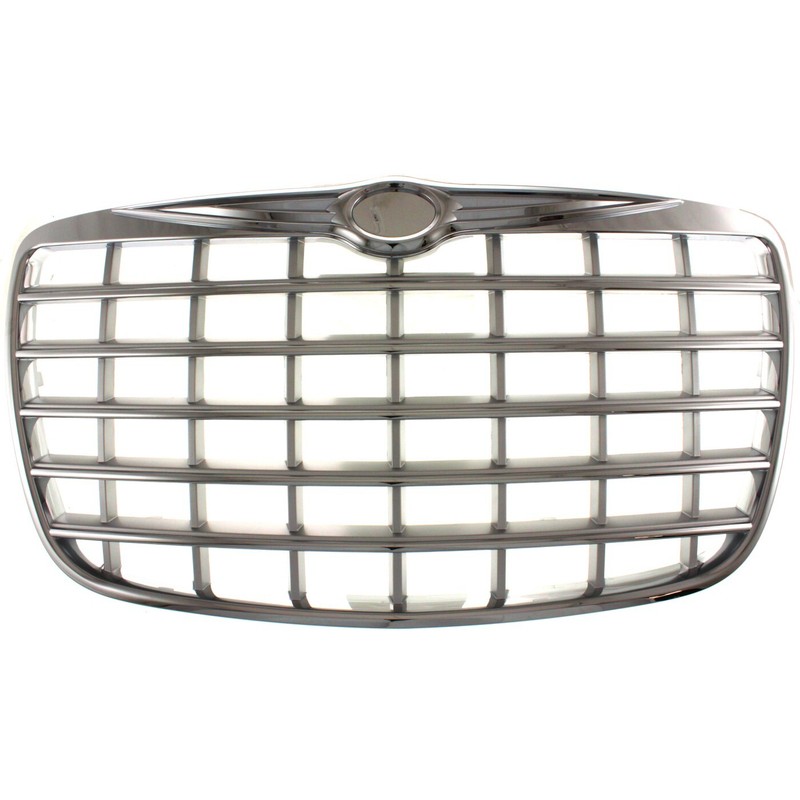 Grille For 2005-2010 Chrysler 300 Chrome Shell w/ Silver Insert Plastic