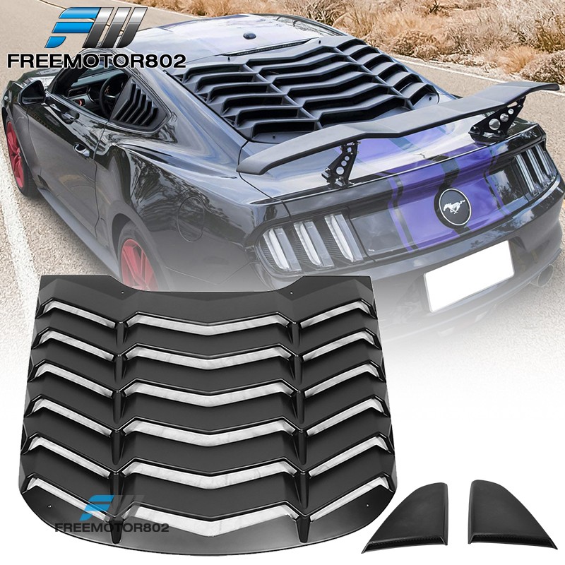 Fits 15-23 Mustang IKON Style Rear Window Louver Quarter Side Scoop Matte Black