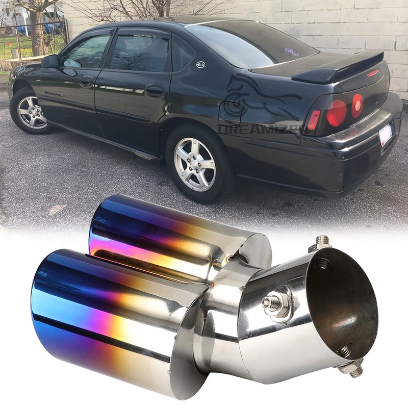 Stainless Steel Rear Curved Dual Exhaust Pipe Muffler Tip For Chevy Impala 2004