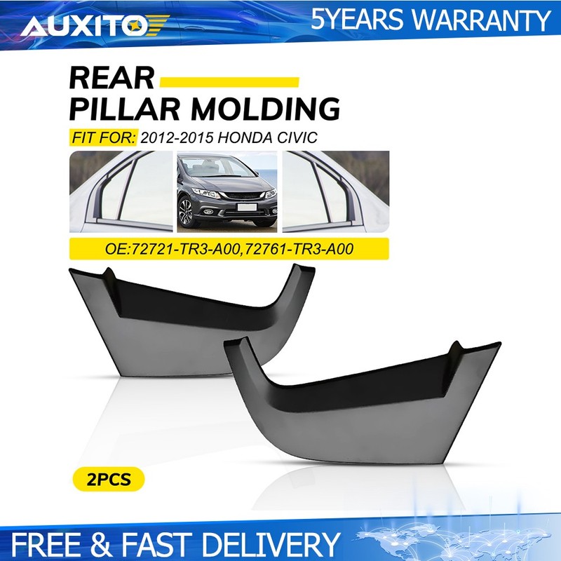 LH + RH Rear Pillar Left Molding Trim For Honda Civic 2012-2015 72761-TR3-A00 D
