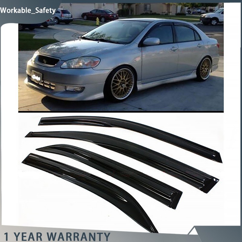 4Pcs Window Visors Vent Shade Rain Sun Guards For Toyota Corolla 2003 2004-2008