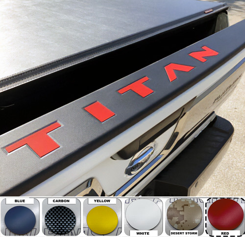 Red Letters for Nissan Titan Tailgate Guard Plastic Inserts 2016 – 2021