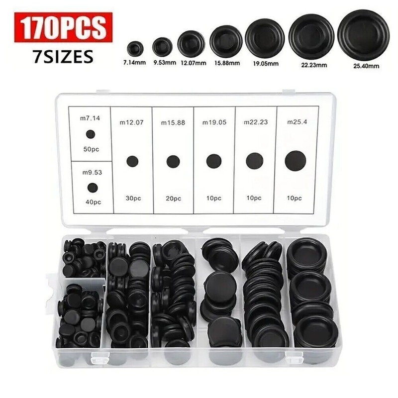 170Pcs Rubber Grommets Firewall Hole Plug Set Electrical Wire Gasket Automotive