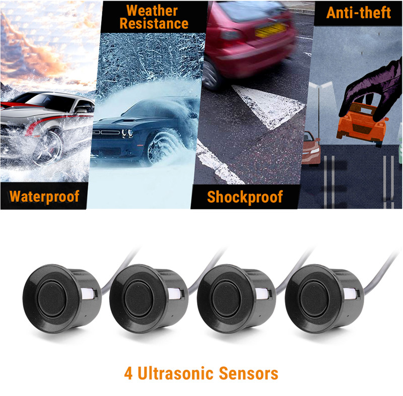 US Parking 4 Sensors Car Reverse Backup Rear Buzzer Radar System Kit Sound Alarm gallery