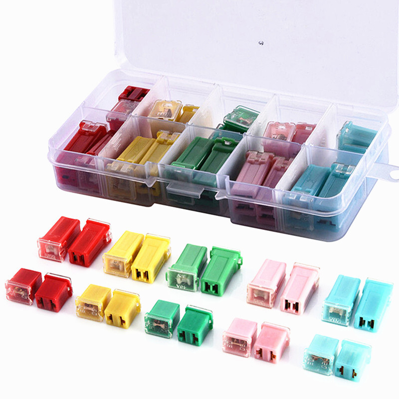 20Pcs Car Square Fuse Assortment Kit 20A 30A 40A 50A 60A AMP With Plastic Box