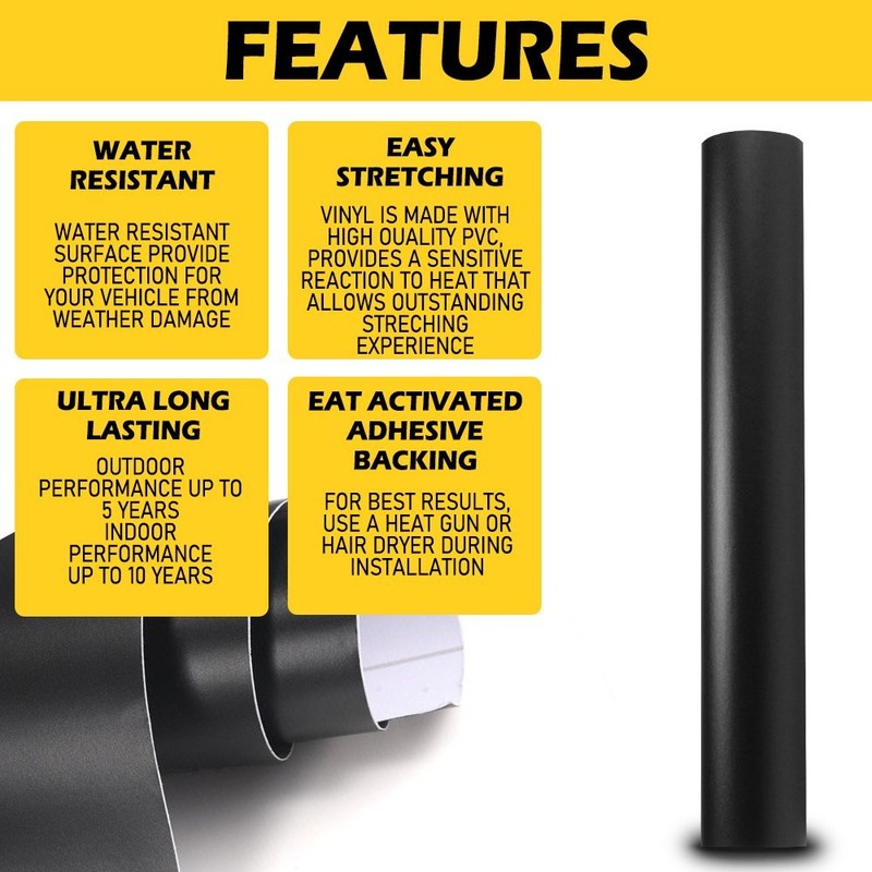 Matte Flat Black Vinyl Wrap Film Sticker Decal Bubble Free Air Release 30cm*1.5m gallery