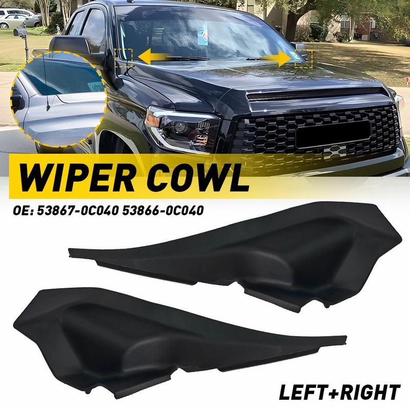 Pair Front Windshield Wiper Side Cowl Extension Trim Fit 2014-2021 Toyota Tundra