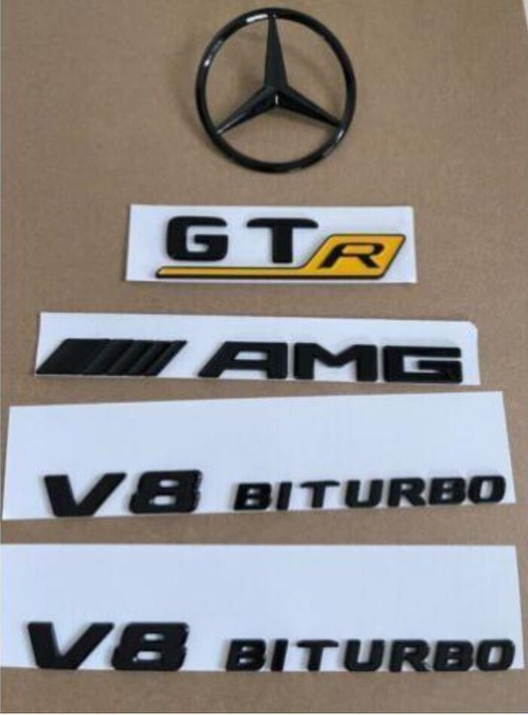 Gloss Black GTR AMG V8 Biturbo Sticker Decal Emblem Badge Pack for GT C190