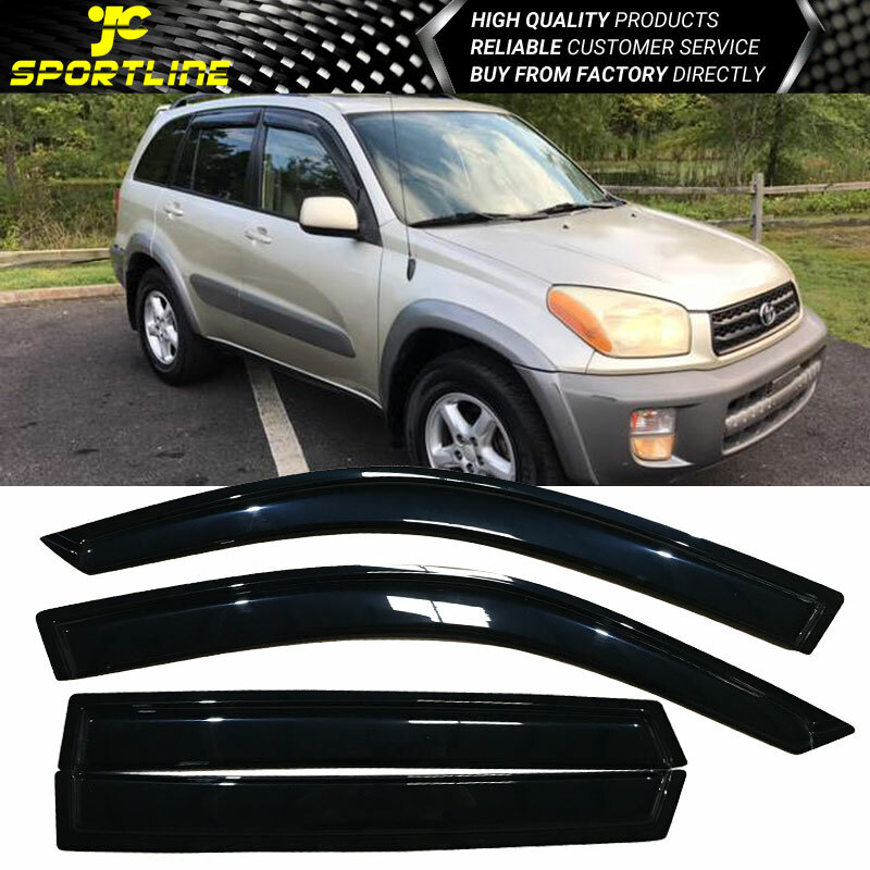Fits 01-05 Toyota RAV4 Tape On Window Visors 4Pc Set Acrylic