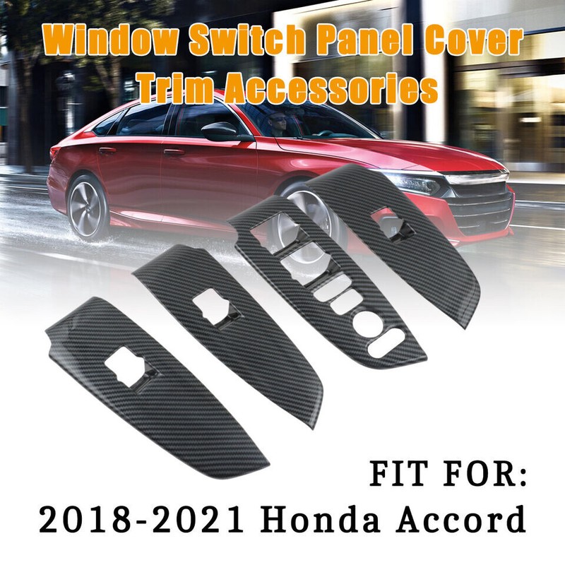 Carbon Fiber Texture Car Window Lift Switch Decorative Sticker for Honda Accord gallery