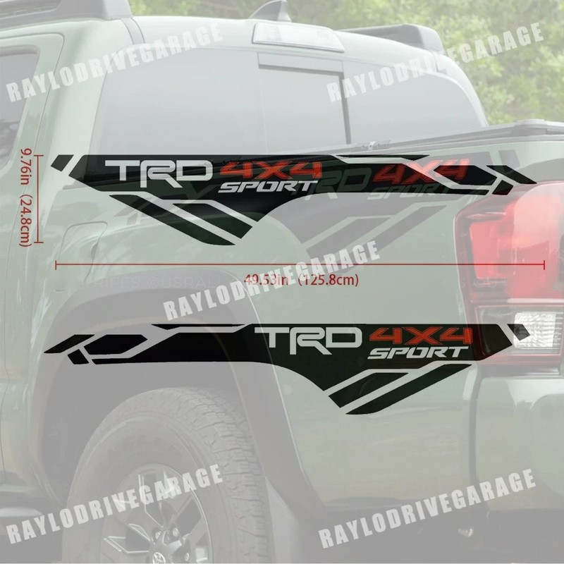 2PCS TRD 4×4 Sport Vinyl Decals For Tundra Tacoma Bedside Letter Sticker Set