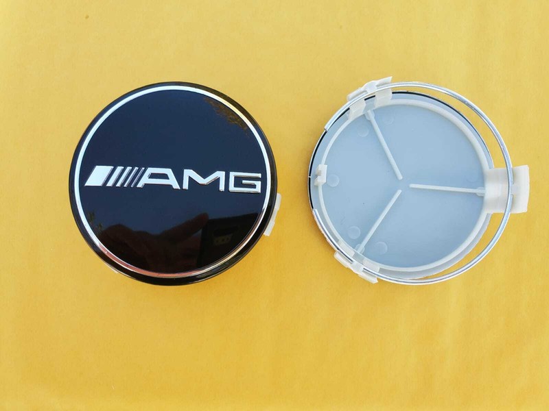 4 AMG Set For Mercedes Benz BLACK AMG Center Caps 3 Inch/75mm Fits Most Models gallery