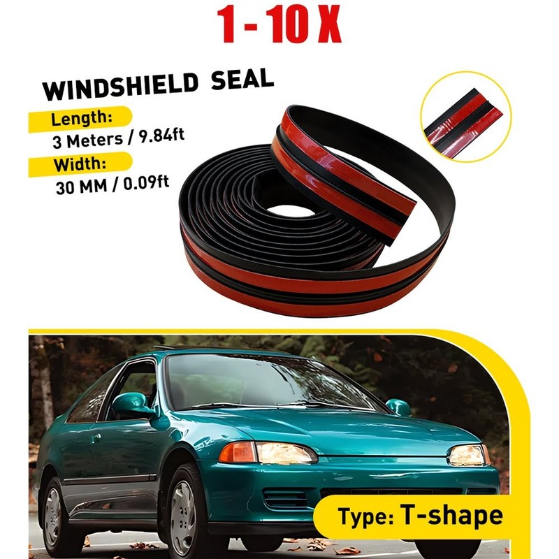1-10X Roof Windshield Weather Seal Strip Trim Edge Molding Guard 30MMx3M T-shape