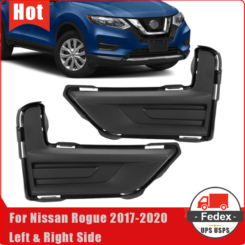 Pair For 2017 2018 2019 2020 Nissan Rogue Front Bumper Fog Light Cover LH&RH