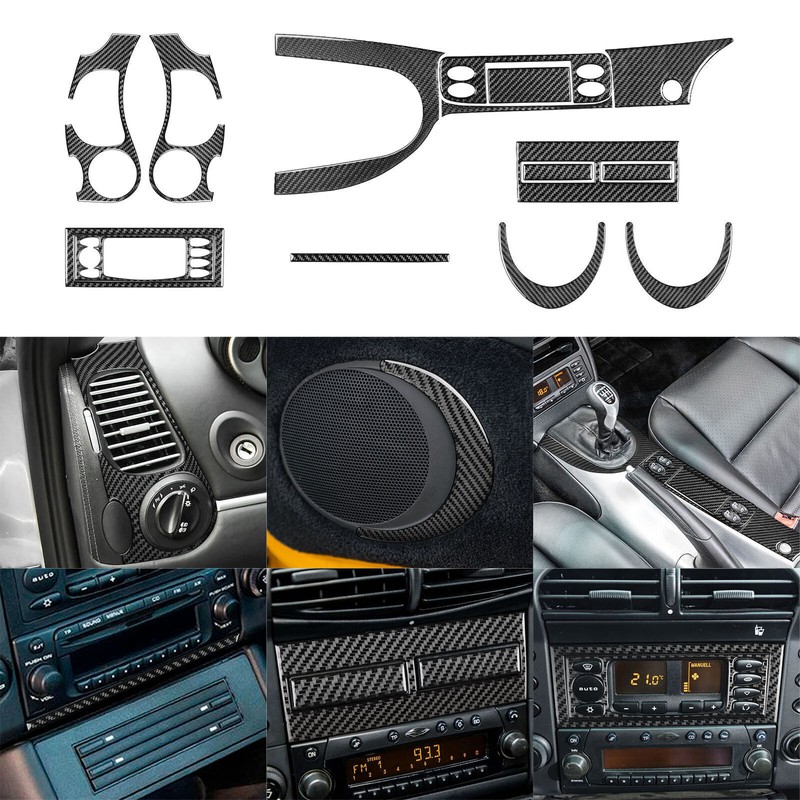 13Pcs Carbon Fiber Full Interior Kit Cover Trim For Porsche Boxster/996 1998-04