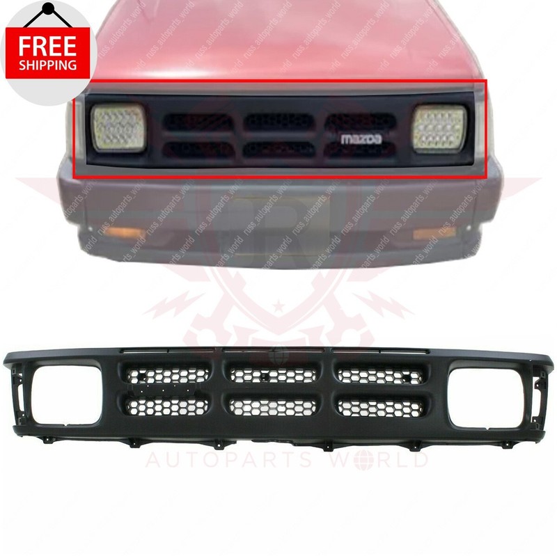 New Front Grille Assembly Painted Black 2-Door Fits 1990-1993 Mazda B2600 B2200