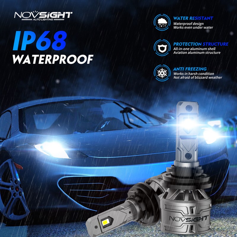 NOVSIGHT H11 H8 H9 H16 LED Headlight Bulbs Kit Hi/Lo Beams 13000LM 300% Bright 2 gallery