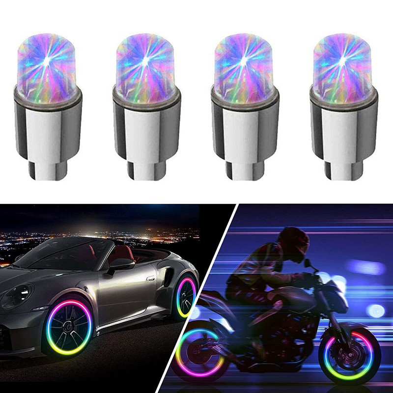 4x Car Wheel Tyre Tire Air Valve Stem Multicolor LED Light Cap Decor Accessories