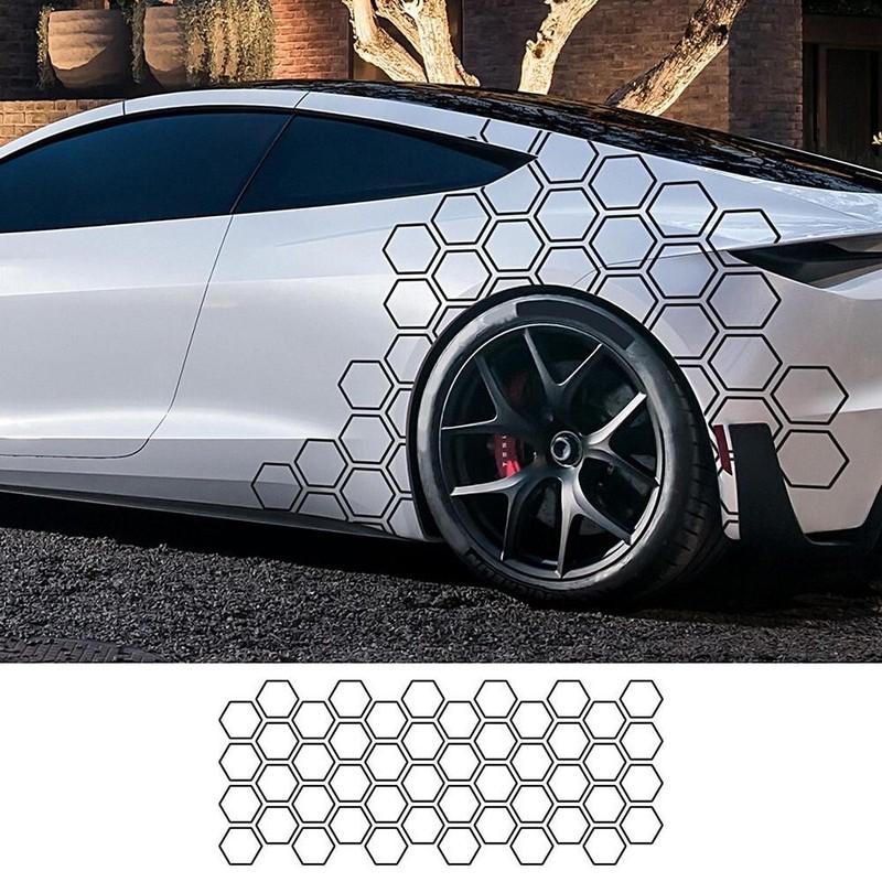 Sticker Body Side Waist Line Vinyl Decals Hexagon Honeycomb Pattern For Car Door gallery