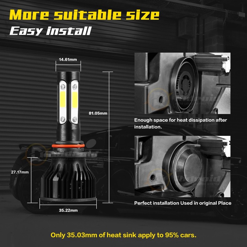 RIDROID LED Headlight Bulbs Conversion Kit 9005 9006 High Low Beam Bright White gallery