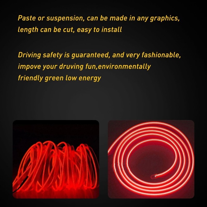 2SET 500cm LED Car Interior Decorative Atmosphere Wire Strip Light Lamp Accessor gallery