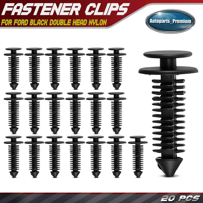 New 20Pcs 11/32 inch Nylon Seat Back Panel Retainer for Ford Double Head Black