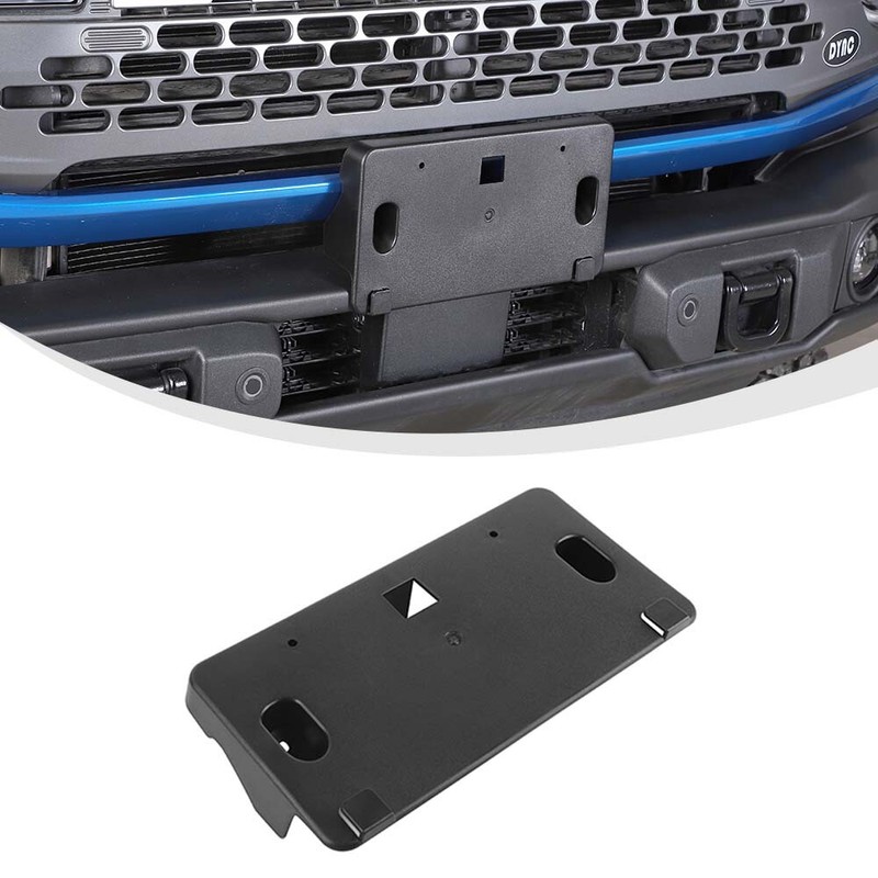 Front License Plate Holder Bracket Stand Accessories for Ford Bronco 2021+ Black