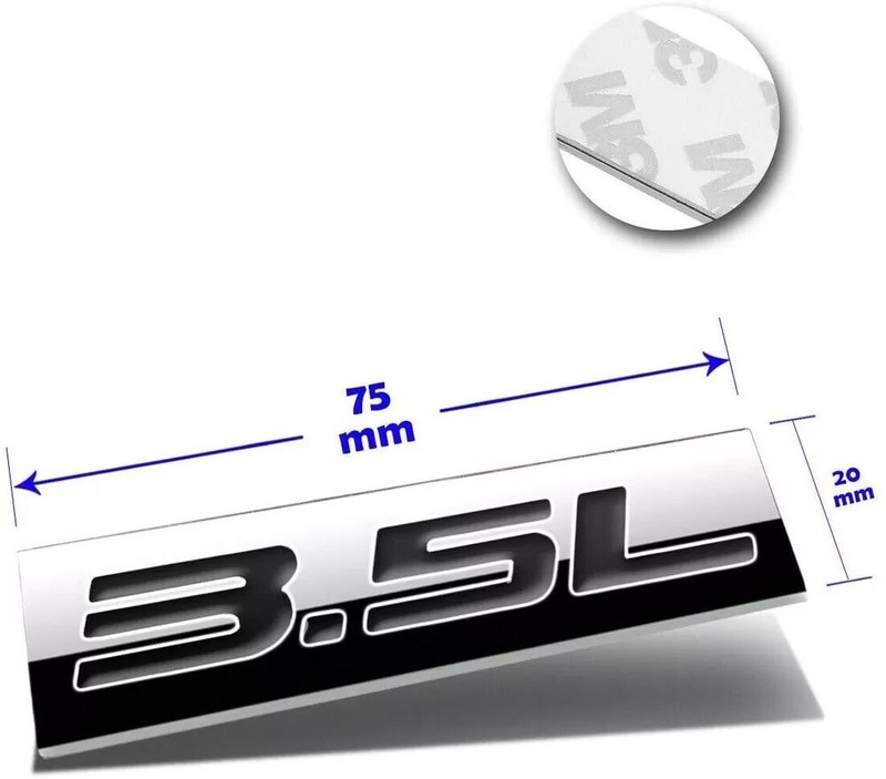 2x 3D Chrome Silver&Black 3.5L Letter Car Emblem Trunk Lid Sport Decal Car Badge gallery