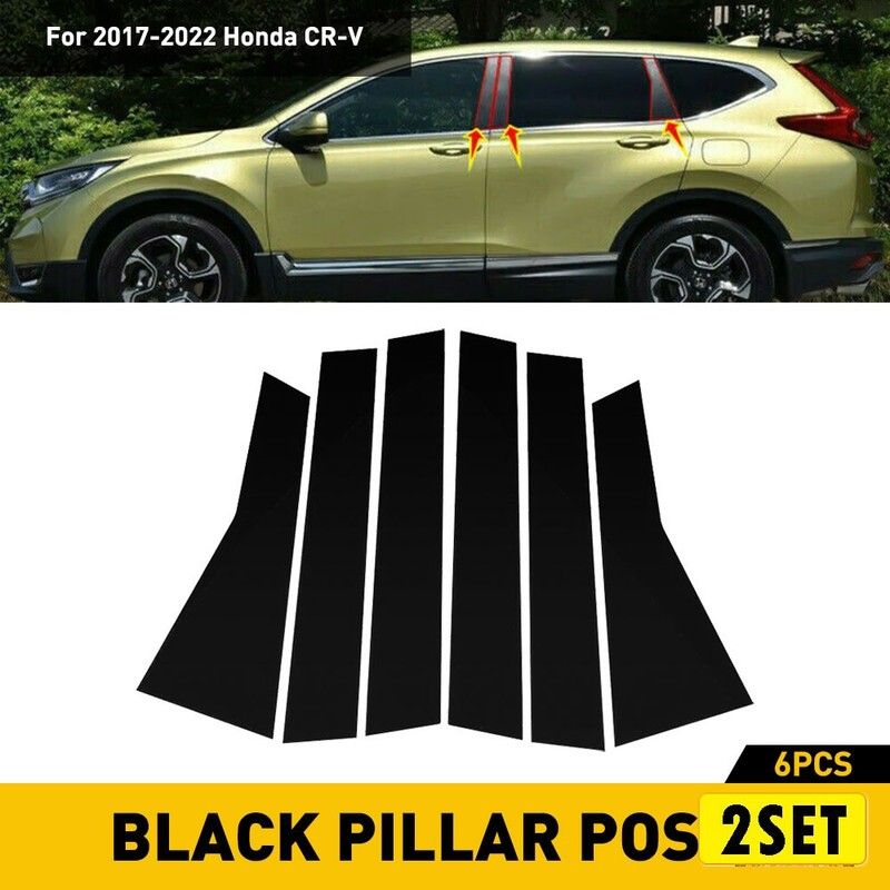 2set Black Window Door Posts Pillar Trim Cover For Set Honda CR-V CRV 2017-2022