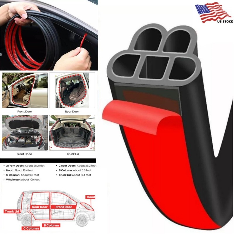 52.5ft Car Door Rubber Seal Strip Self Adhesive Noise Insulation Weatherstrip