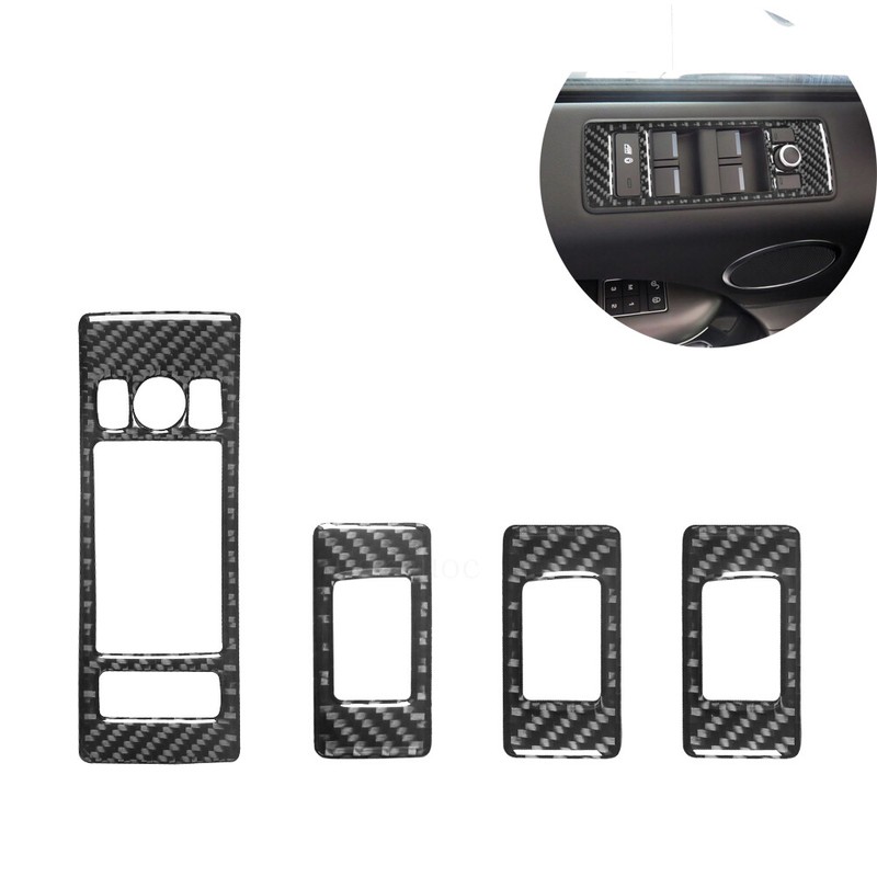4pcs For Range Rover 2014-17 Carbon Fiber Window Switch Interior Trim Set