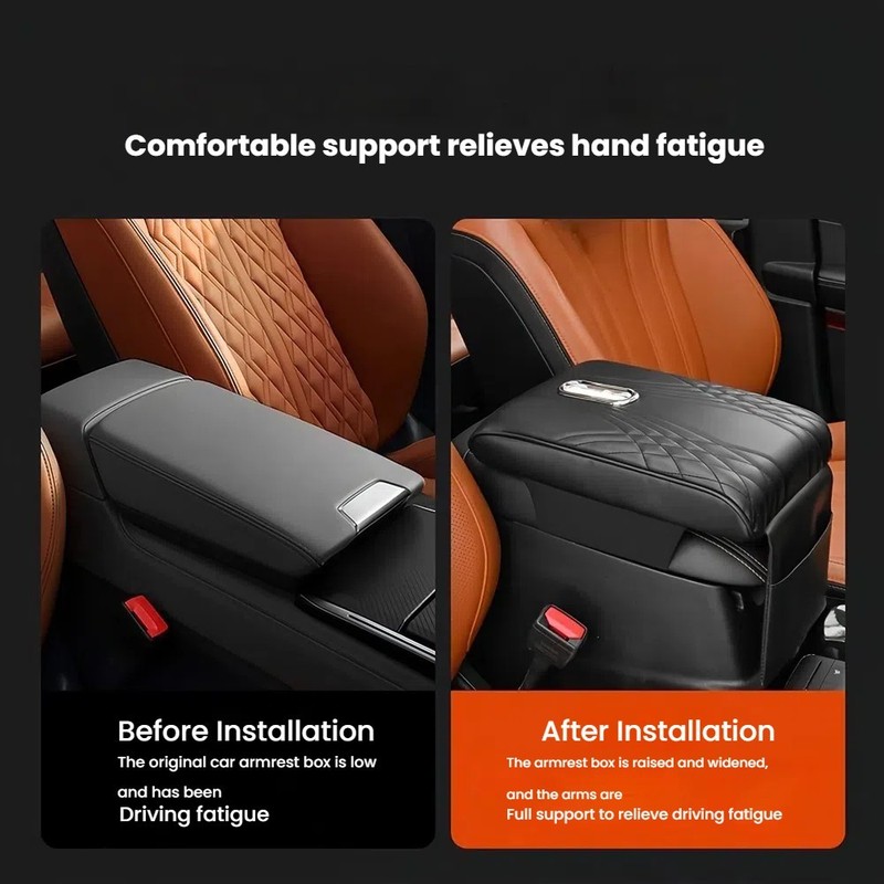 Universal Car Leather Armrest Pad Cover Center Console Box Cushion Protector USA gallery