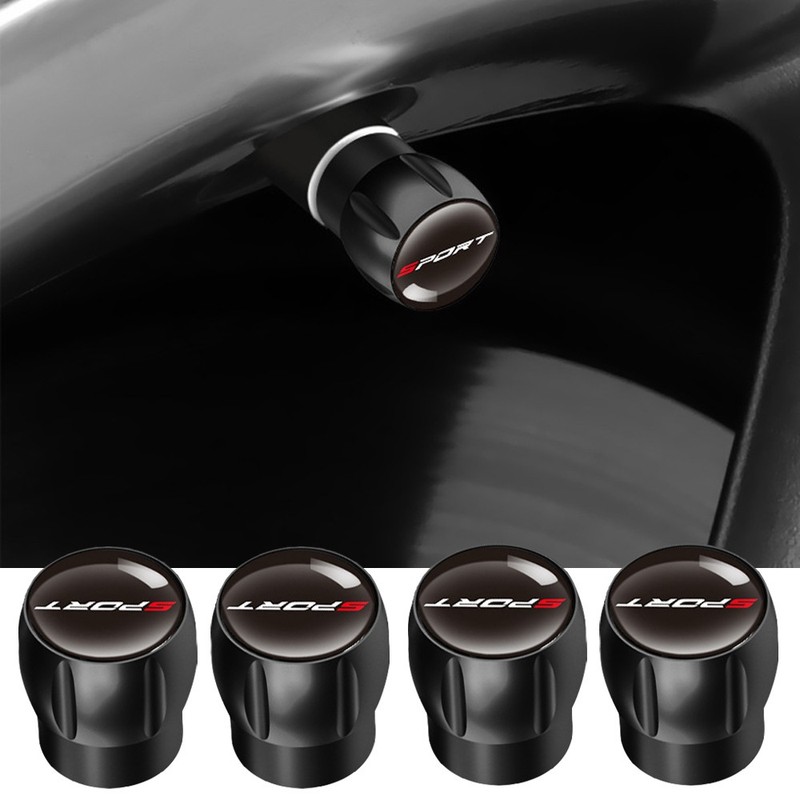 Aluminum Car Tire Valve Caps Tyre Valve Stem Cover Air Dust Wheel Rim Caps Black