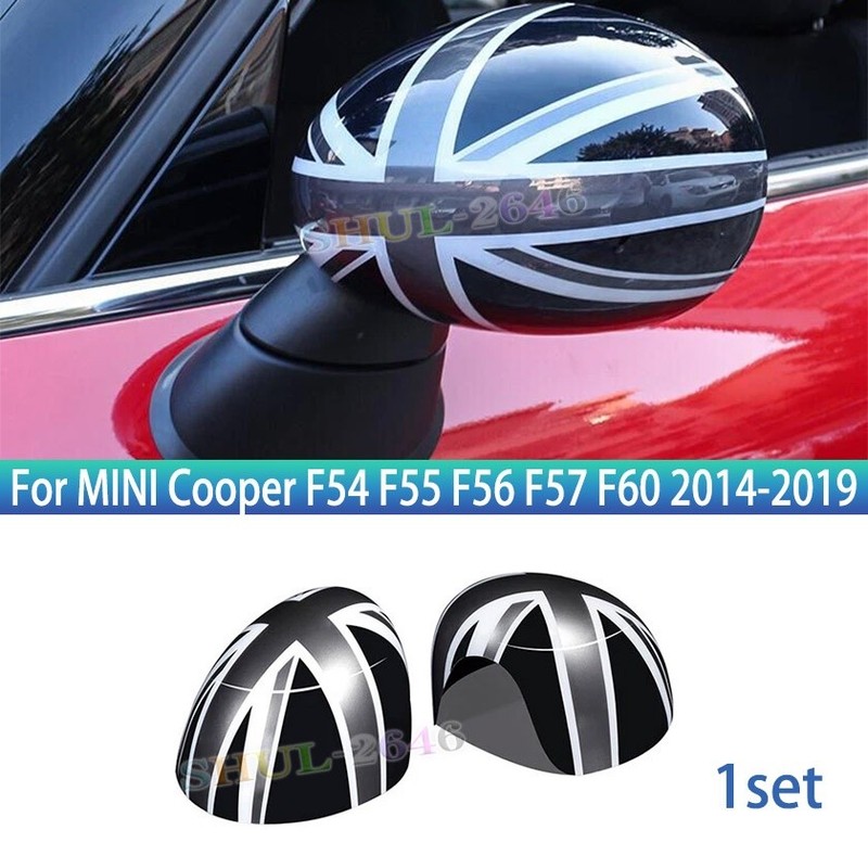 For MINI Cooper F54 F55 F56 F57 F60 2014-19 Gray Union Jack Mirror Cover Replace