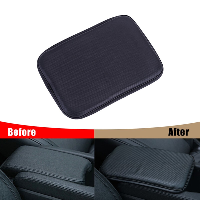1x Car Armrest Pad Cover Black Center Console PU Leather Cushion Mat Accessories gallery