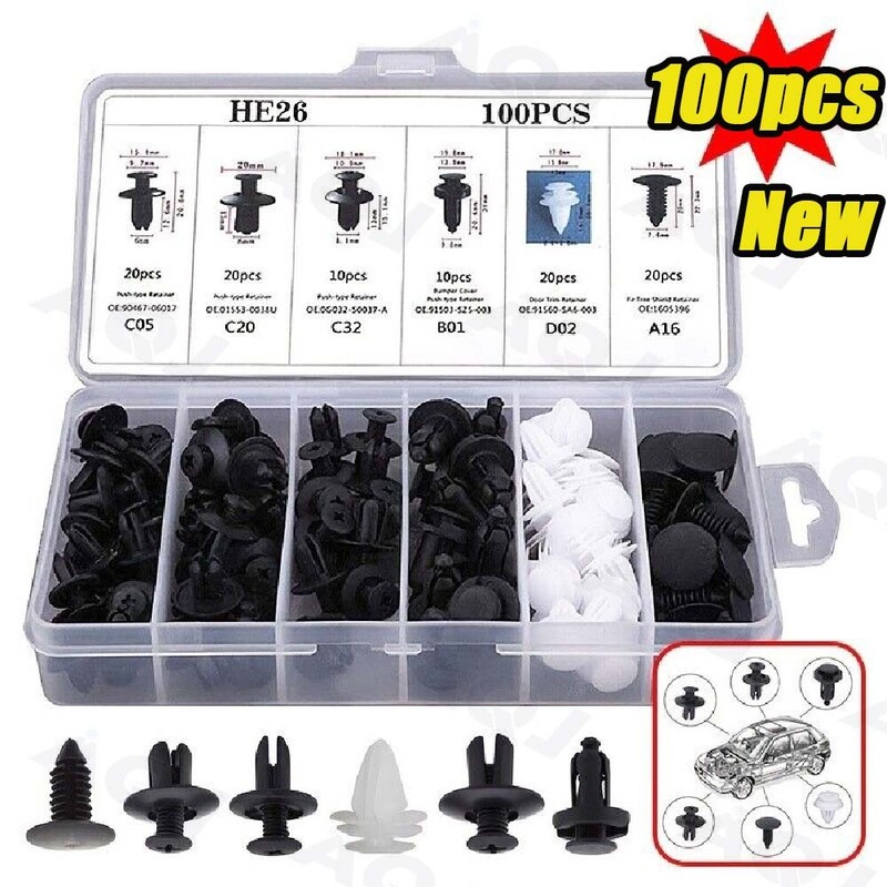 100Pcs car Bumper Clip Fender Plastic Push Pins Interior Trim Clips Fastener Kit