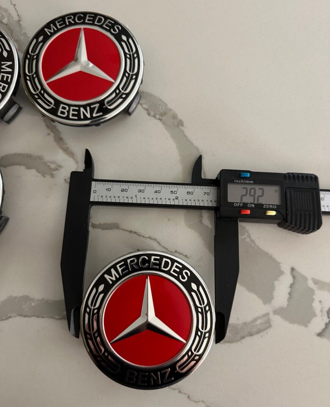 Set of 4 Mercedes Benz Center Caps Red-Black 75mm/2.95Inch Will Fit Most Models gallery