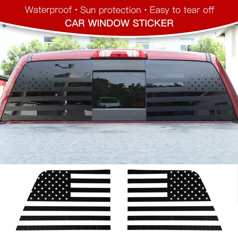 2X Rear Side Window Sticker Trim Decals for Chevrolet Silverado 2014-17 US Flag